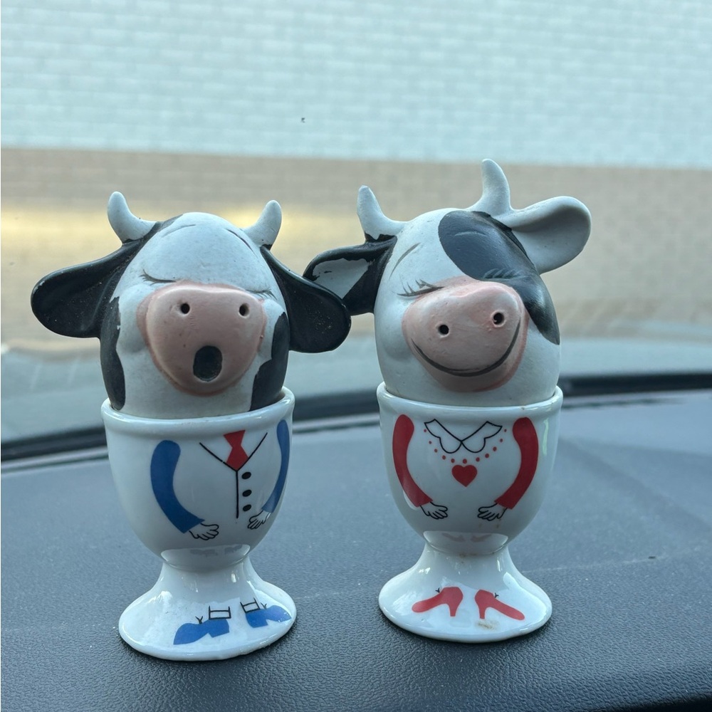 Charming Cow salt and pepper shakers Set - Blue and Red